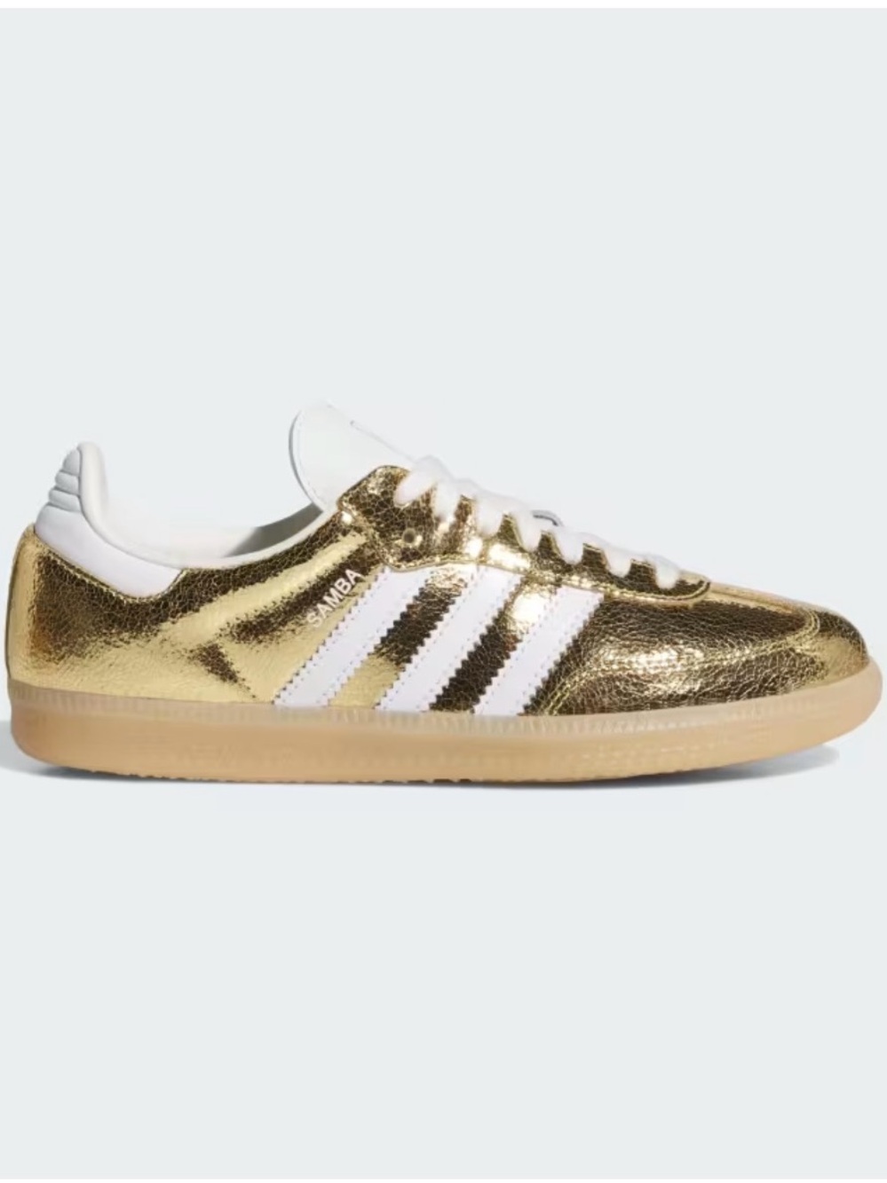NWT adidas Samba Metallic Gold with White Stripes